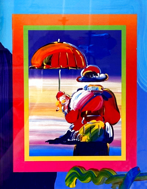Umbrella Man Unique 23x20 Works on Paper (not prints) by Peter Max