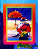 Umbrella Man Unique 23x20 Works on Paper (not prints) by Peter Max - 0