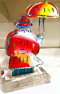 Umbrella Man Acrylic Sculpture Unique 2016 12 in Sculpture - Peter Max Umbrella Man Acrylic Sculpture Unique 2016 12 in Sculpture - Peter Max