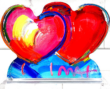 Two Hearts Acrylic Sculpture 2017 13 in Sculpture - Peter Max
