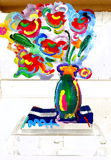 Vase of Flowers Acrylic Sculpture Unique 2017 12 in Sculpture - Peter Max Vase of Flowers Acrylic Sculpture Unique 2017 12 in Sculpture - Peter Max