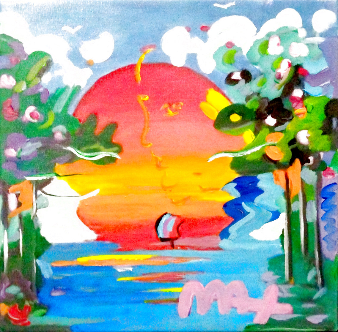 Better World 2009 14x14 Original Painting by Peter Max