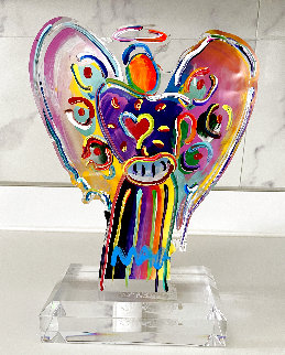 Angel with Heart Unique Acrylic Sculpture 2018 12 in Sculpture - Peter Max