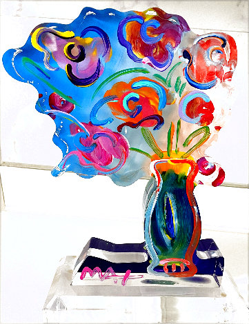 Vase of Flowers Unique Acrylic Sculpture 2017 13 in Sculpture - Peter Max