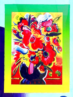 Flowers Unique 2008 27x25 Original Painting - Peter Max
