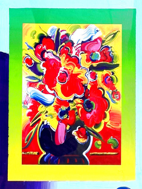Flowers Unique 2008 27x25 Original Painting by Peter Max