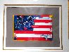 Flag With Heart Unique 1999 32x37 Works on Paper (not prints) by Peter Max - 3