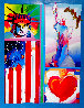 Two Liberties, Flag, and Heart Unique 2006 Works on Paper (not prints) by Peter Max - 0