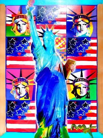 God Bless America III - With Five Liberties Unique 2005 38x32 Works on Paper (not prints) - Peter Max