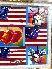 Patriotic Series: 4 Liberties, 4 Flags and 2 Hearts  2006 Unique Works on Paper (not prints) by Peter Max - 3