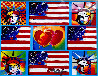 Patriotic Series: 4 Liberties, 4 Flags and 2 Hearts  2006 Unique Works on Paper (not prints) by Peter Max - 0