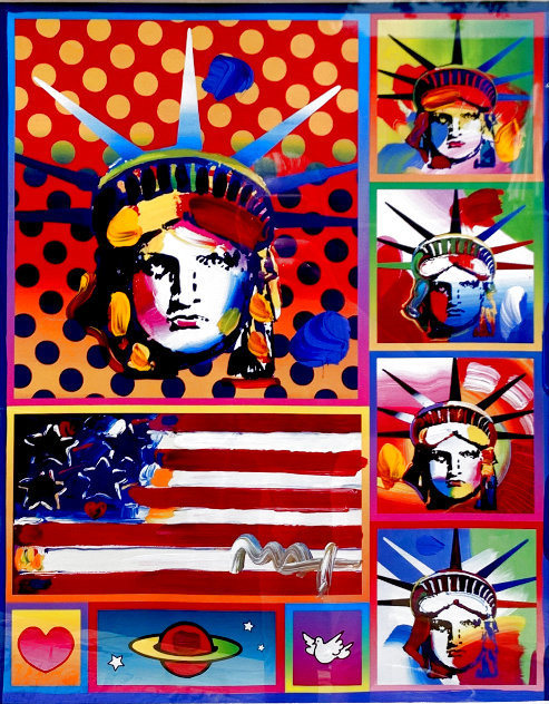 Patriotic Series: Five Liberties and a Flag 2006 Unique Works on Paper (not prints) by Peter Max