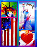 Patriotic Series: Two Liberties, Flag and Heart 2006 Unique Works on Paper (not prints) by Peter Max - 0