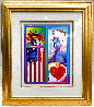 Patriotic Series: Two Liberties, Flag and Heart 2006 Unique Works on Paper (not prints) by Peter Max - 1