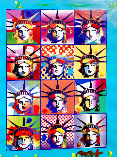 Liberty and Justice For All II Unique 2005 40x34 - Huge Works on Paper (not prints) - Peter Max