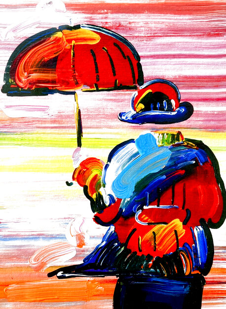 Umbrella Man on Blends Unique 2005 Works on Paper (not prints) - Peter Max