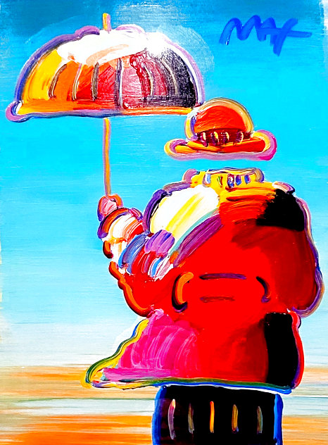 Umbrella Man Unique 40x34 - Huge Works on Paper (not prints) by Peter Max