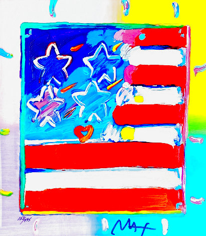 Flag with Heart Blends 2017 Limited Edition Print - Peter Max