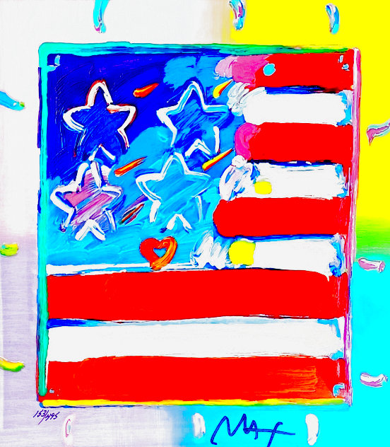 Flag with Heart Blends 2017 Limited Edition Print by Peter Max