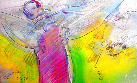 Angel and Profile XV Watercolor 1990 18x22 Watercolor - Peter Max