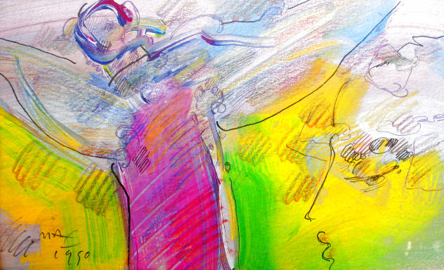 Angel and Profile XV Watercolor 1990 18x22 Watercolor by Peter Max