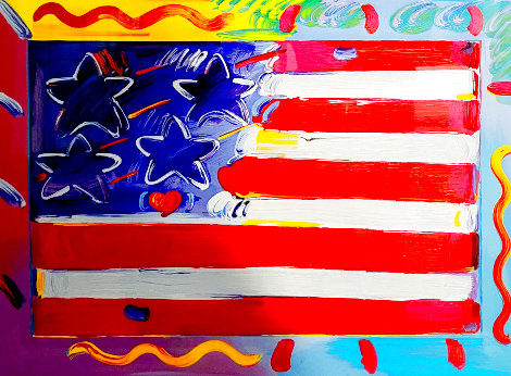 Flag with Heart 2012 Limited Edition Print - Peter Max