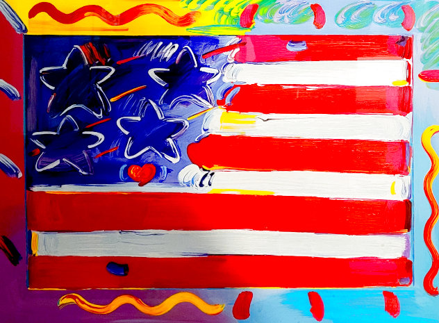Flag with Heart 2012 Limited Edition Print by Peter Max