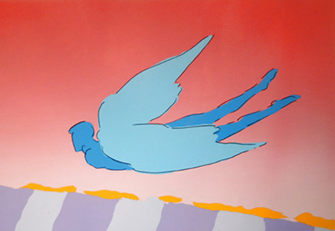 Pink Sky Flyer 1981 Limited Edition Print - Peter Max