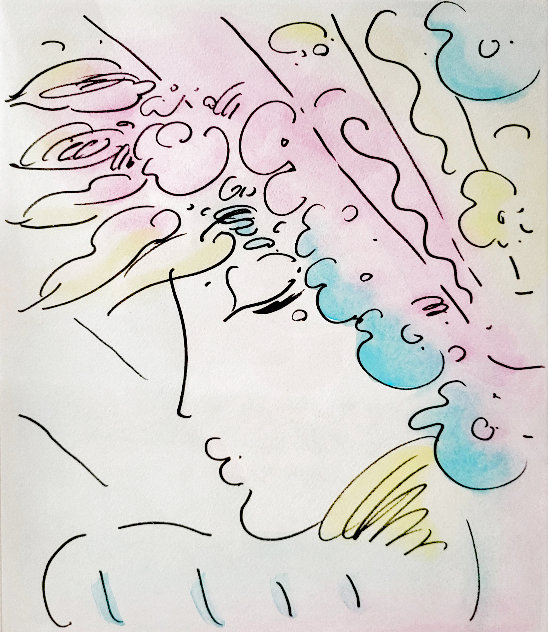 Blushing Beauty (Angel/Boat) 2015 Embellished w/ Remarque  Limited Edition Print by Peter Max