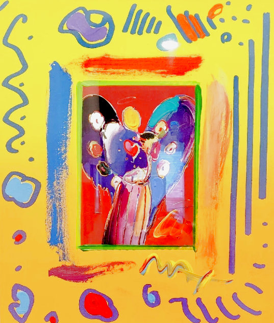 Angels with Heart Unique 2002 31x27 Works on Paper (not prints) by Peter Max
