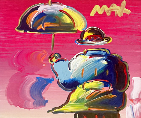 Umbrella Man on Blend Version XI 2017 22x22 Original Painting - Peter Max