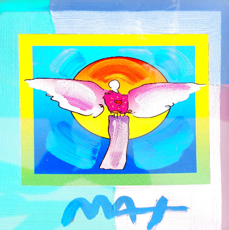 Angel with Sun on Blends Unique 2006 24x26 Works on Paper (not prints) - Peter Max