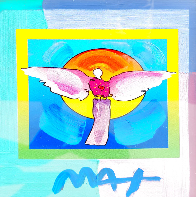 Angel with Sun on Blends Unique 2006 24x26 Works on Paper (not prints) by Peter Max