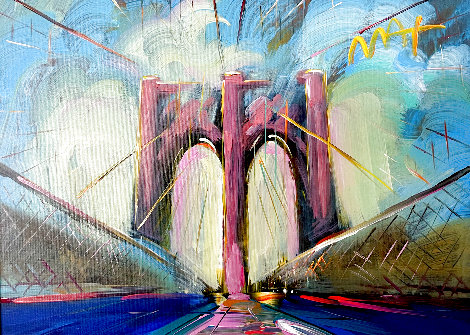 Brooklyn Bridge 2017 27x34 - New York - NYC Original Painting - Peter Max