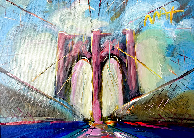 Brooklyn Bridge 2017 27x34 - New York - NYC Original Painting by Peter Max