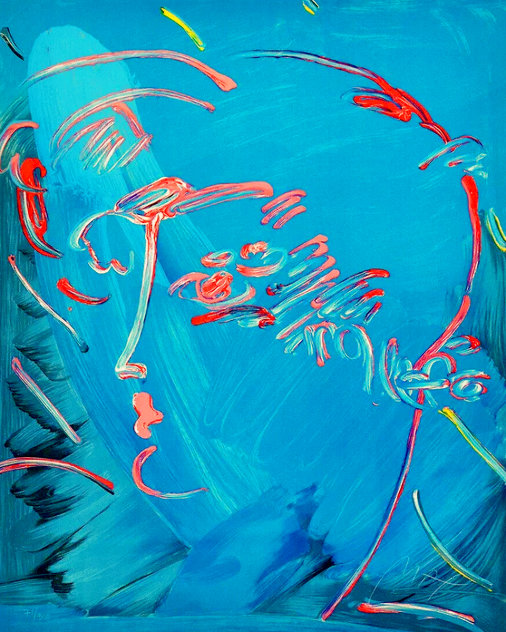 Blue Profile 1986 - Huge Limited Edition Print by Peter Max
