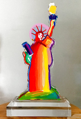 Statue of Liberty Ver. III #424 Unique  Acrylic Sculpture 2017 15 in Sculpture - Peter Max