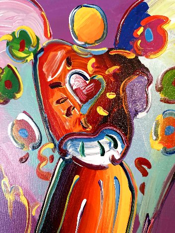 Angel with Heart XI #143 2017 27x24 Original Painting - Peter Max