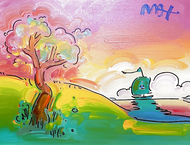 Quiet Lake Version I #121 2017 37x43 - Huge Original Painting by Peter Max