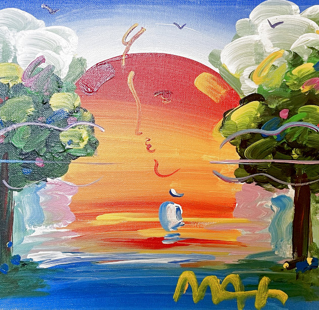 Better World Version XVII #385 2018 19x19<br />Origin is United States Original Painting by Peter Max