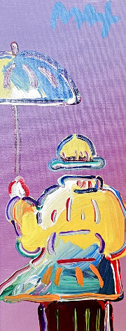 Umbrella Man on Blend Detail Version IV  #181 2018 28x18 Original Painting - Peter Max