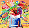 Abstract Flowers Version XII #654 2018 14x14 Original Painting by Peter Max - 0