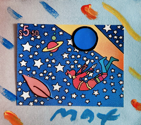 Untitled Starscape Unique 20x20 Works on Paper (not prints) - Peter Max