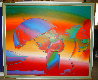 Umbrella Man and Lady 1989 66x80 - Huge Mural Size Original Painting by Peter Max - 2