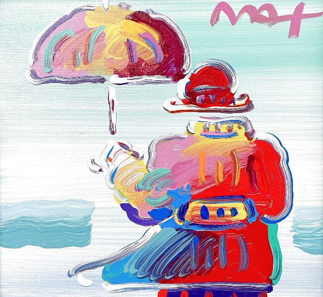 Umbrella Man Version IX 2016 Original Painting by Peter Max