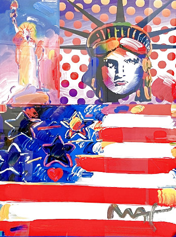 God Bless America II Unique 2001 38x32 Works on Paper (not prints) - Peter Max