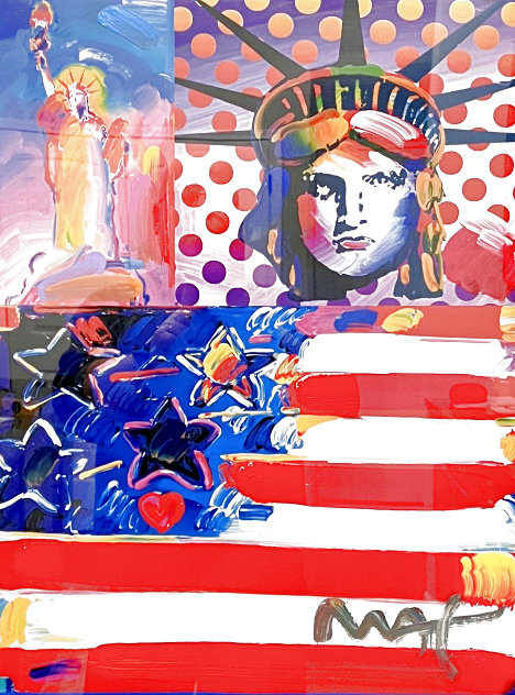 God Bless America II Unique 2001 38x32 Works on Paper (not prints) by Peter Max