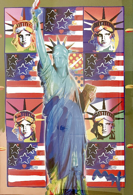 God Bless America III: w/ Five Liberties Unique 2005 Works on Paper (not prints) by Peter Max