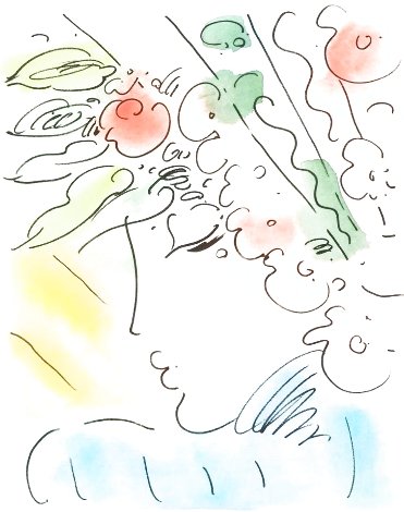 Blushing Beauty w/  Remarques Limited Edition Print - Peter Max