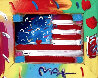 Flag with Heart Ver #52 Acrylic on Canvas 2002 18x20 Original Painting by Peter Max - 0